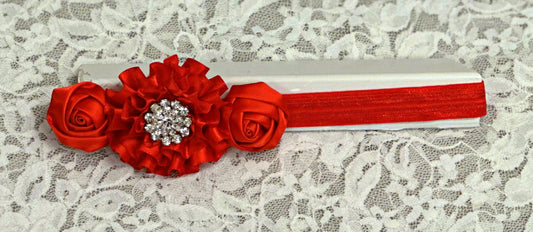 Red Headband with Rosettes