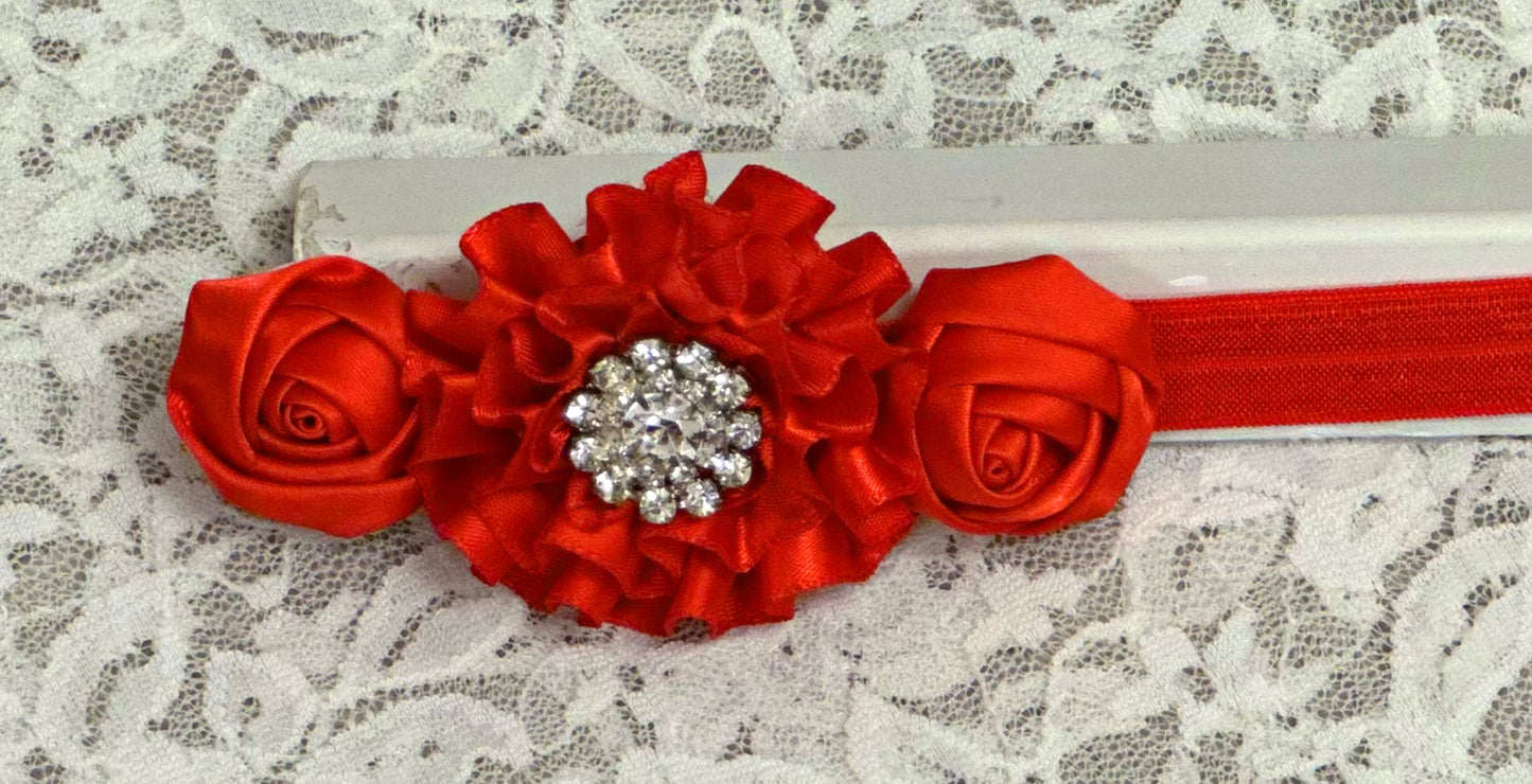 Red Headband with Rosettes