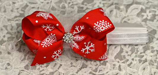 White Headband with Snowflake Bow