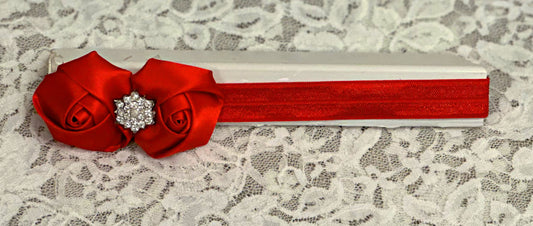 Red Headband with Rosettes