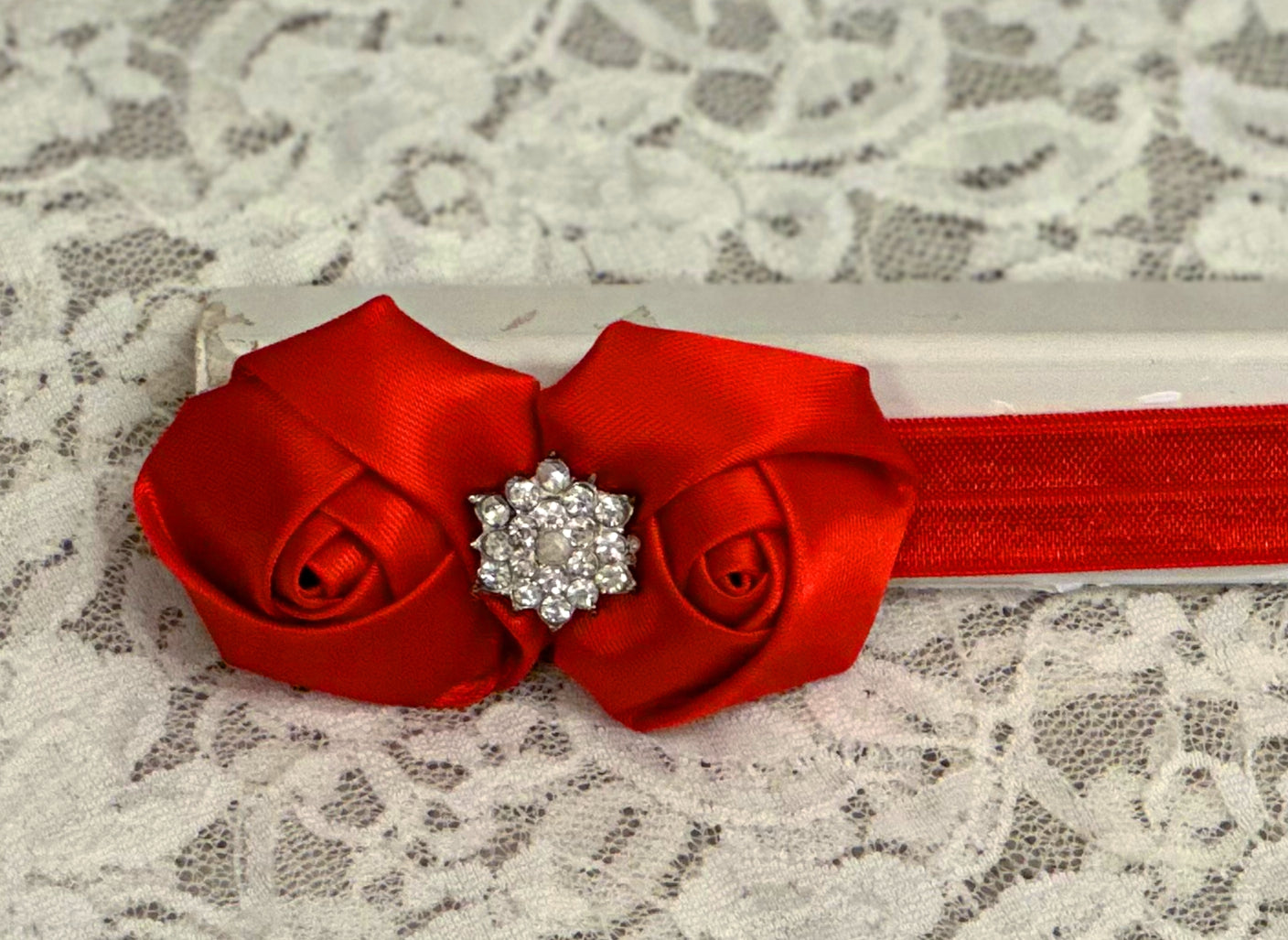 Red Headband with Rosettes