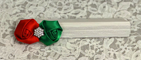 White Headband with Rosettes