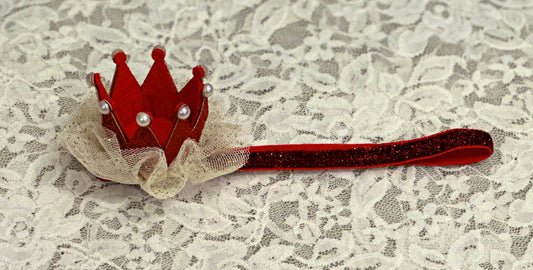 Red Sparkle Headband with Crown