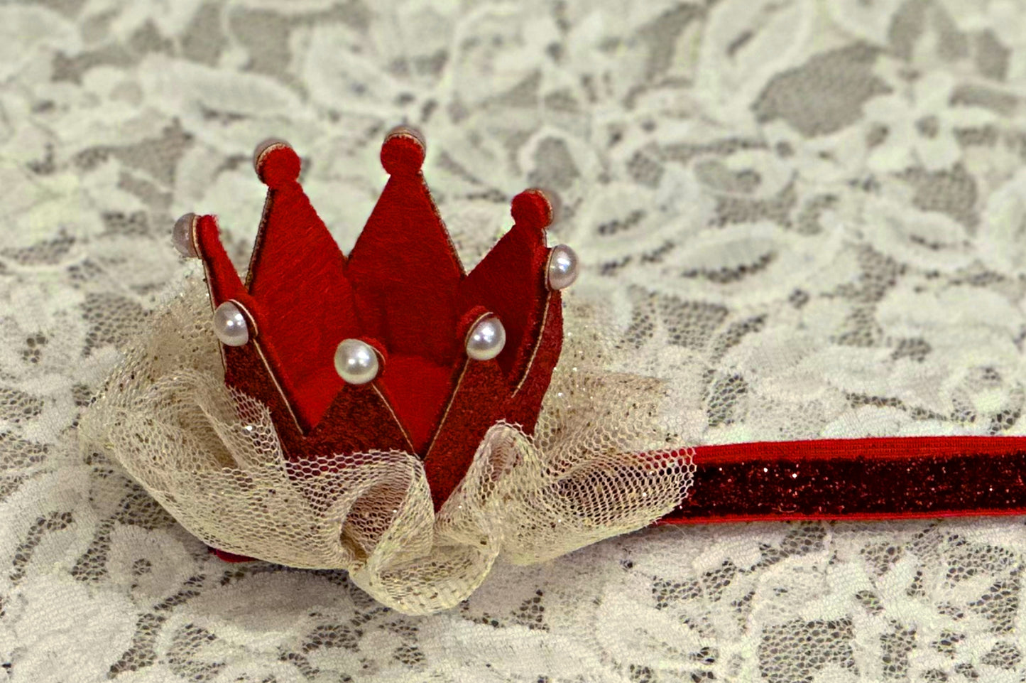 Red Sparkle Headband with Crown