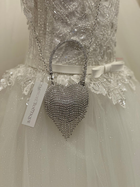 Mini Rhinestone Heart Bag