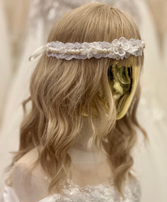 Girl Pearl Lace Headpiece