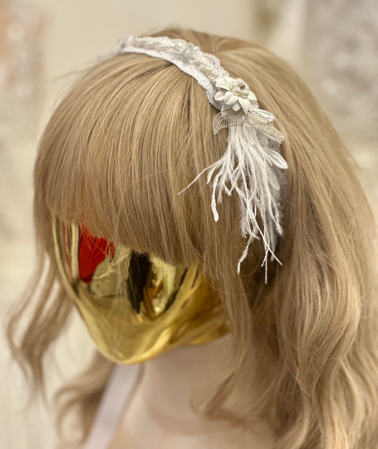 Girls Floral Headband w/Feathers