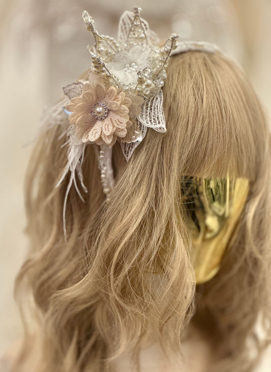 AB Beaded Crystal Headband w/Crown