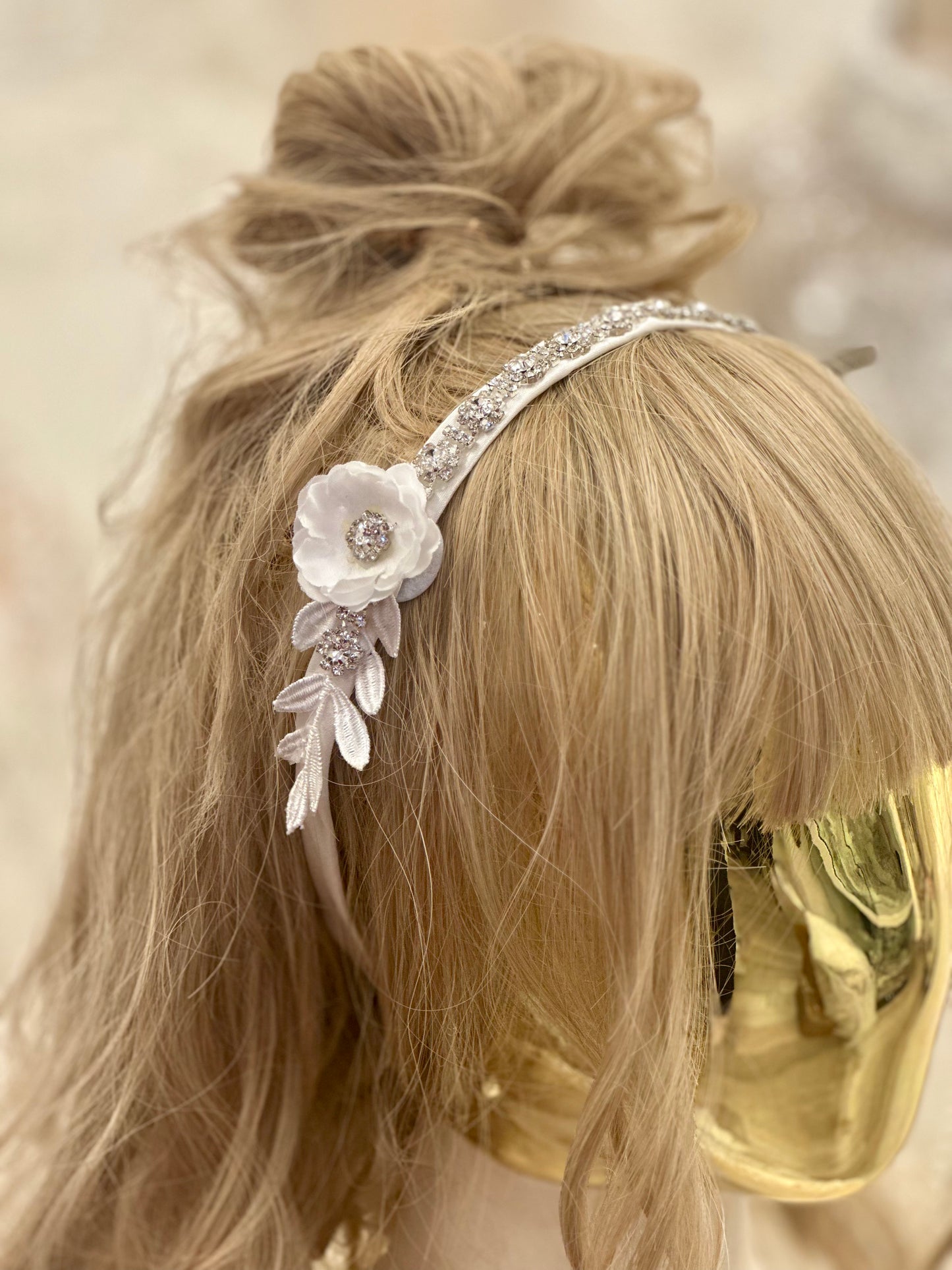 Girls Floral Headband w/Feathers