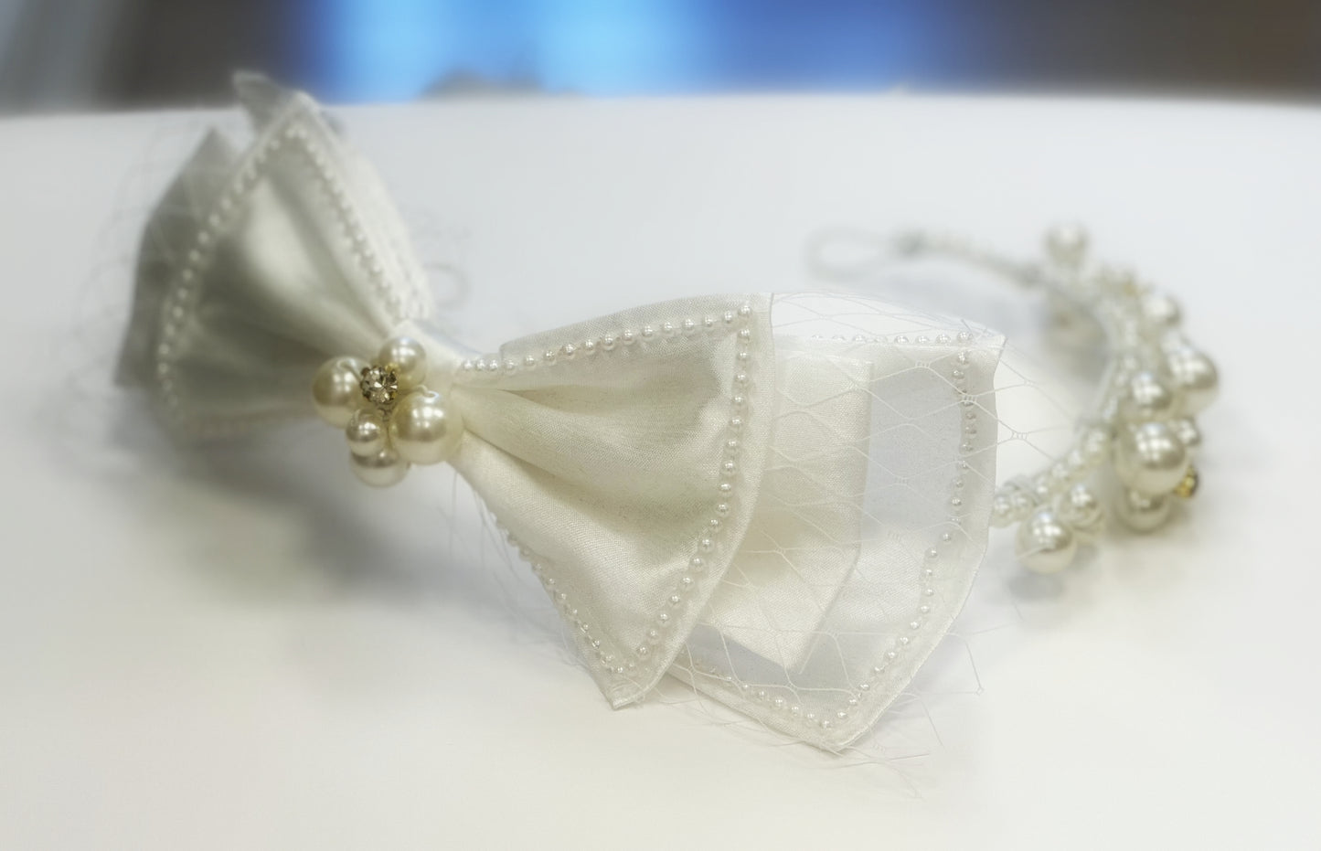 Pearl Beaded Headband with Bow