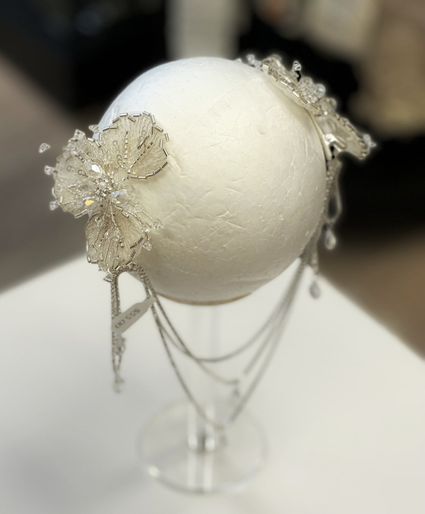 2pc Crystal Barrettes with Chain