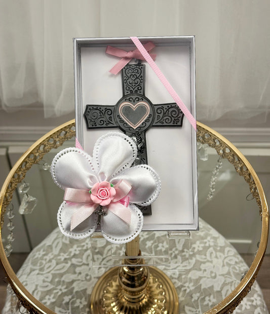 Praying Girl Pink Cross