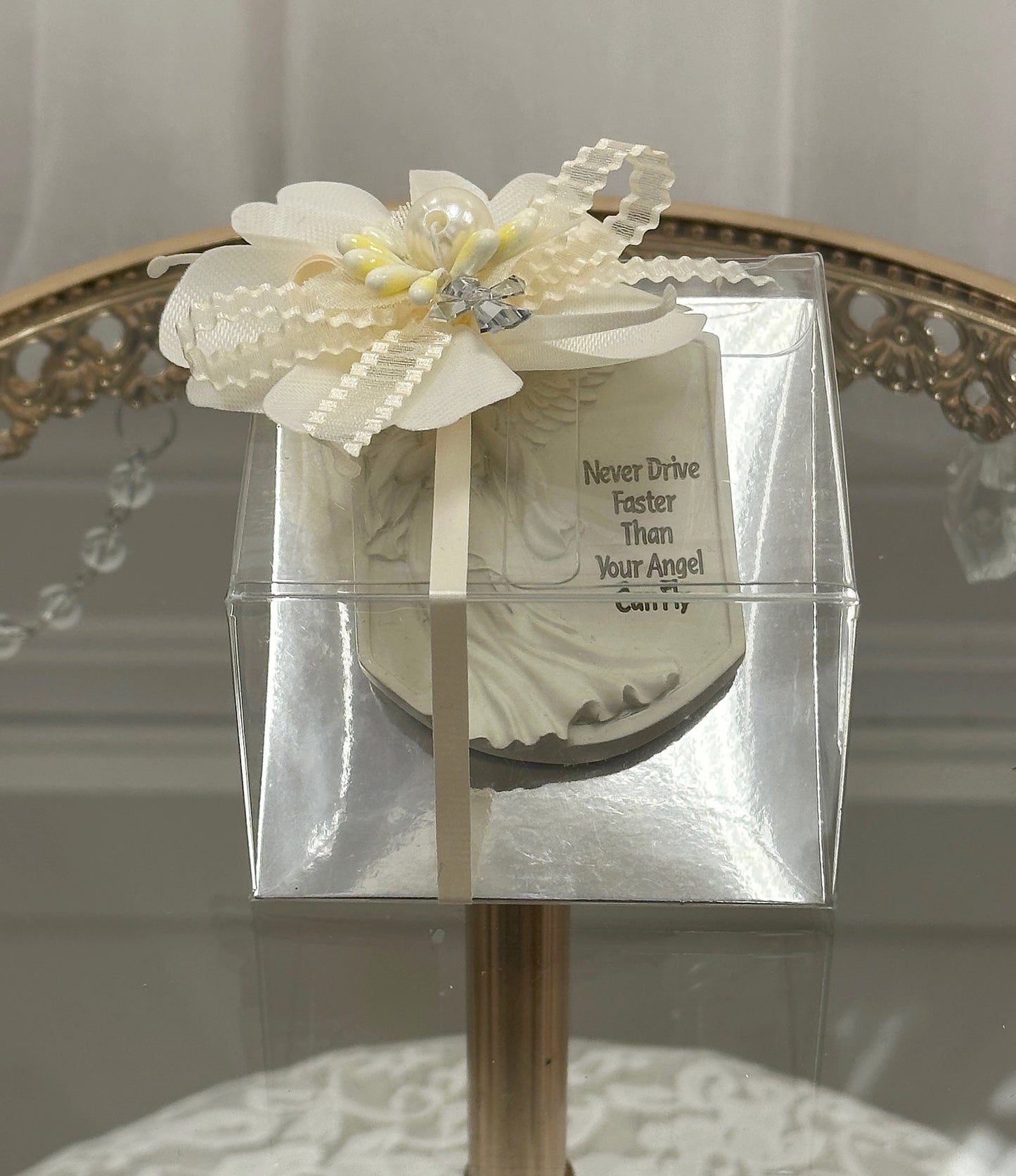 Ivory Visor Clip "Never Drive Faster"