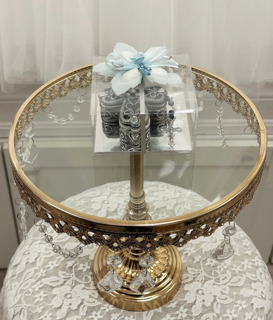 Silver Cross Box w/Rosary