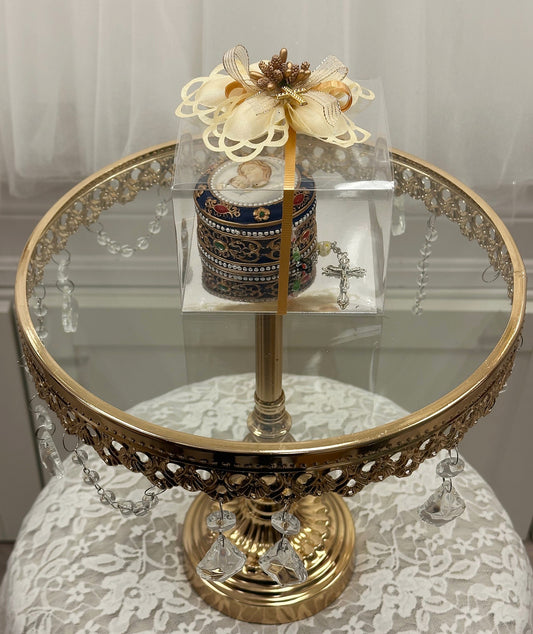 Madonna & Child Round Box w/Rosary