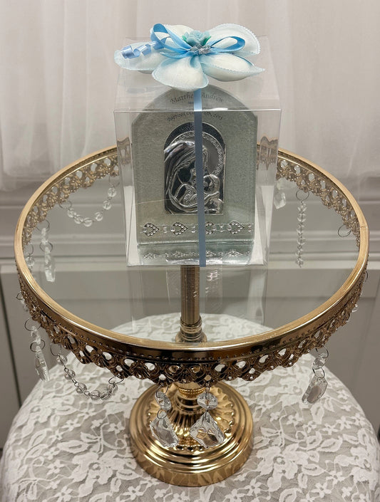 Madonna & Child Blue Murano Plaque