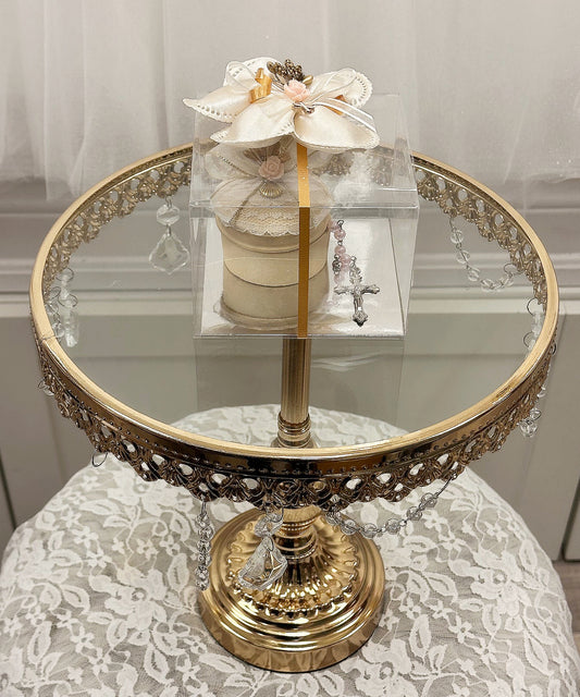 Trinket Box w/Pink Baptism Rosary