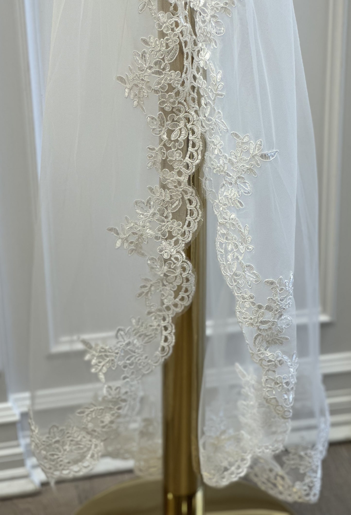 Ivory Veil with Lace Edging