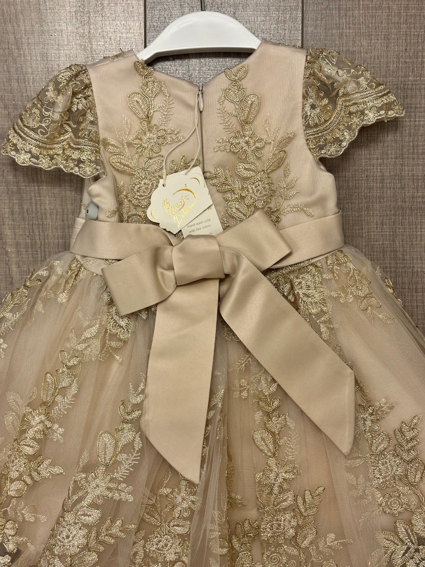 P.Daliana Embroidered Lace/Tulle Hi Low Dress