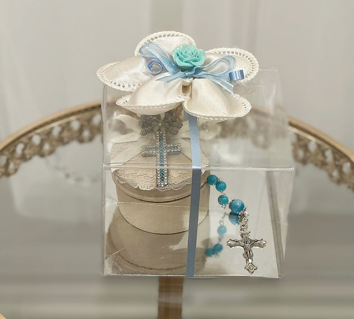 Trinket Box w/Blue G.Angel Rosary