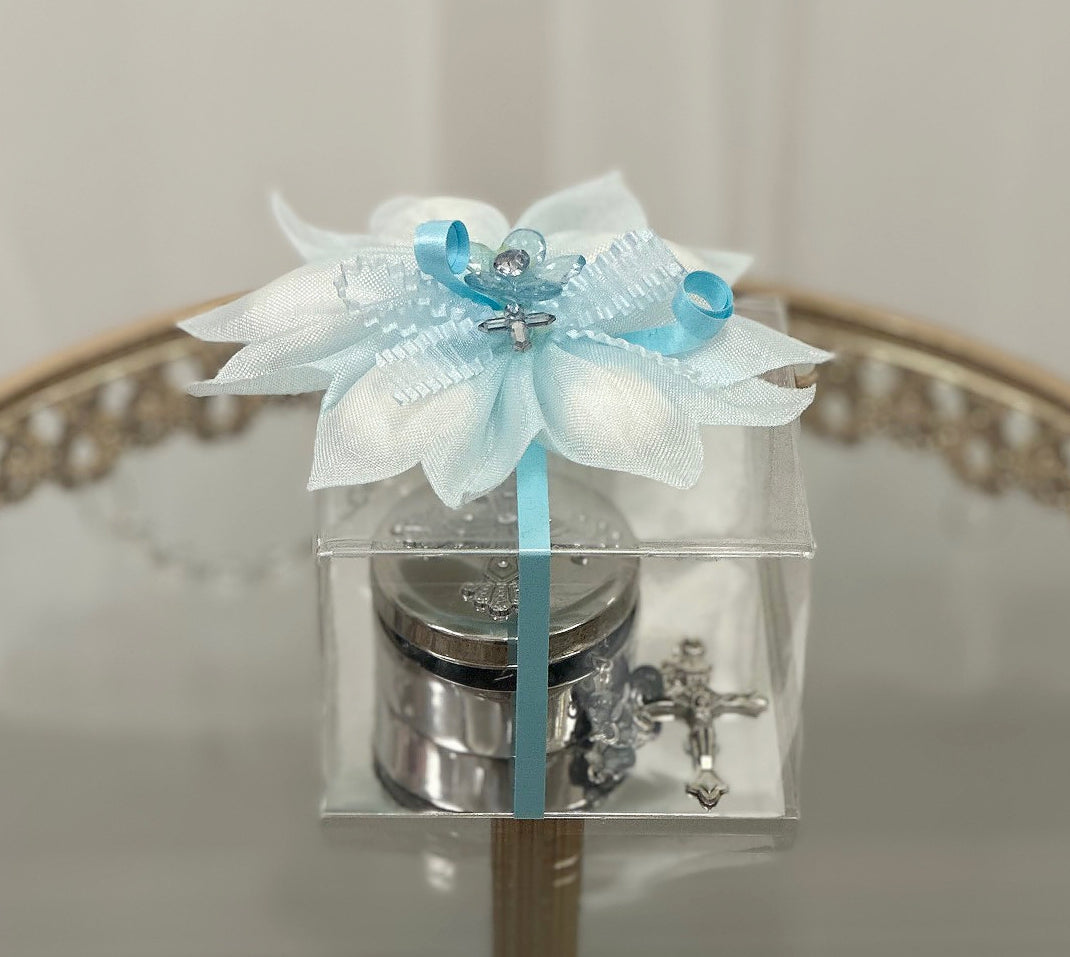 Oval Cross Trinket Box w/Rosary