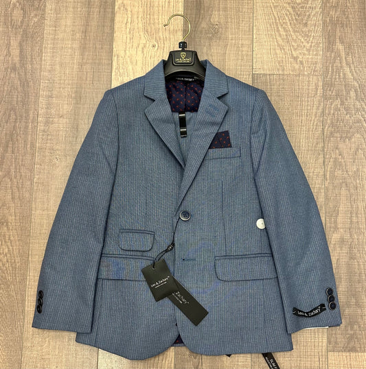 Leo & Zachary Blue/Grey Checks Blazer/Pant Set