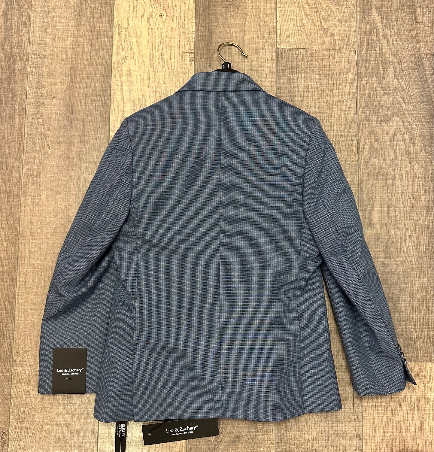 Leo & Zachary Blue/Grey Checks Blazer/Pant Set