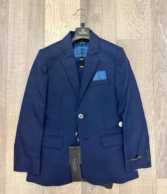 Leo & Zachary Navy Wine Check Blazer/Pant Set