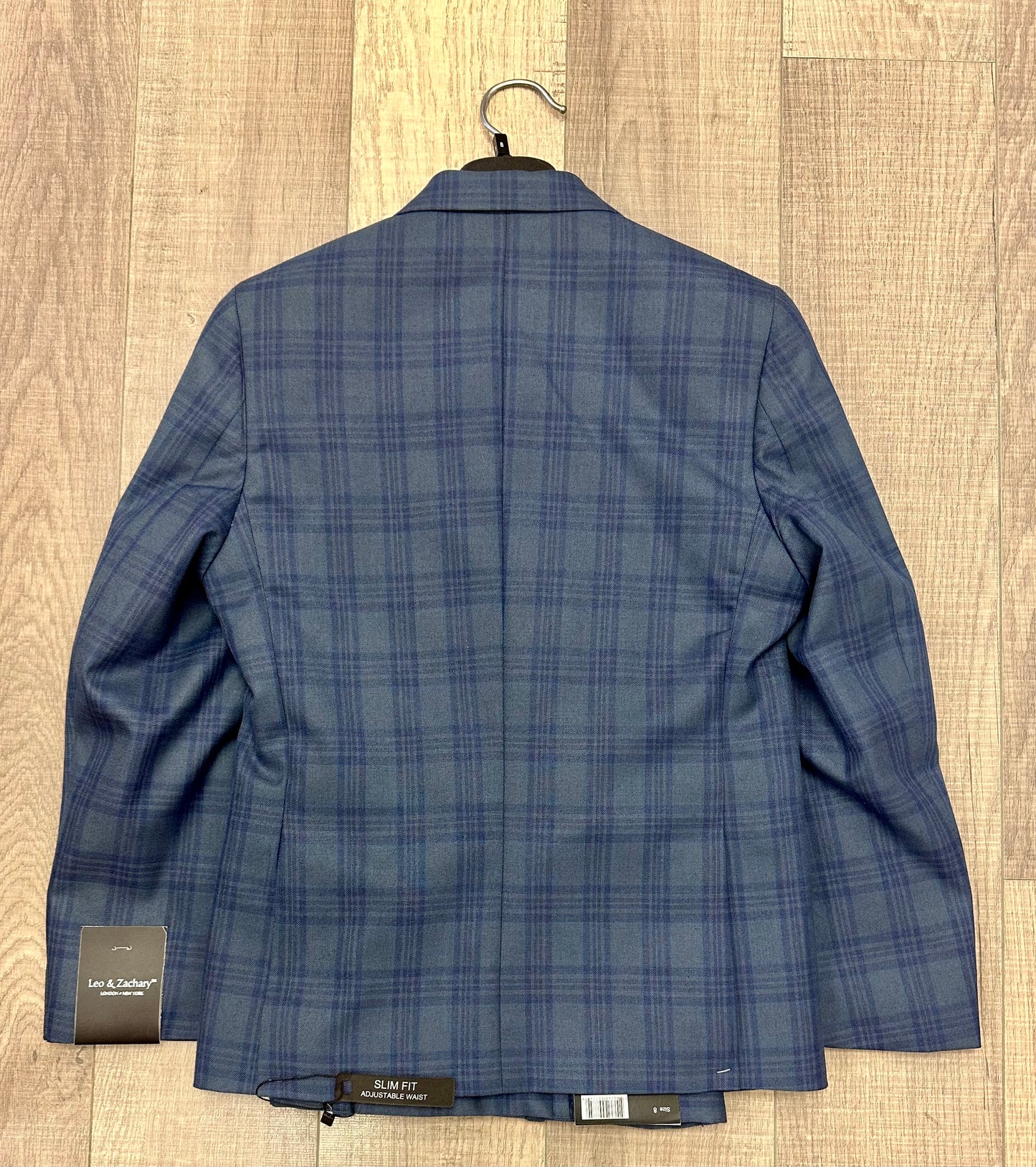 Leo & Zachary Heathered Blue Sharkskin Blazer/Pant Set