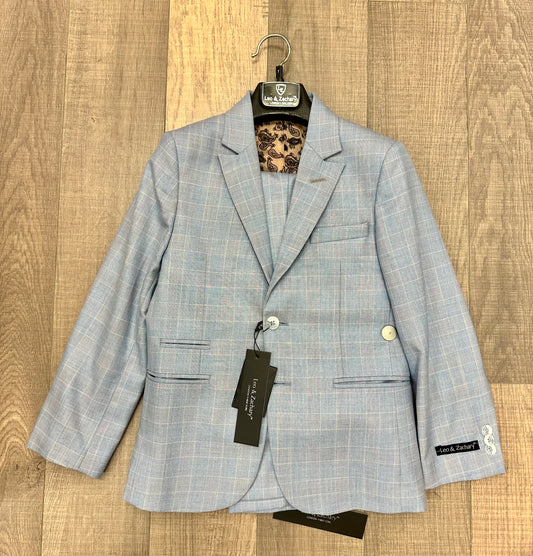Leo & Zachary Blue Glen Checks Blazer/Pant Set