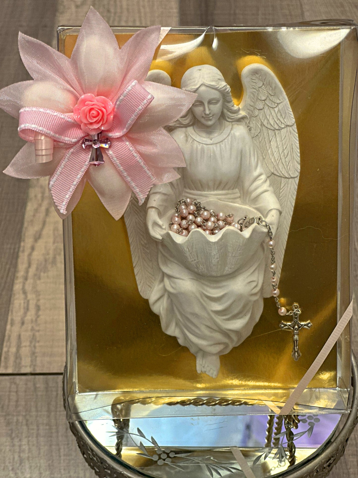 Wall Angel Font with Rosary