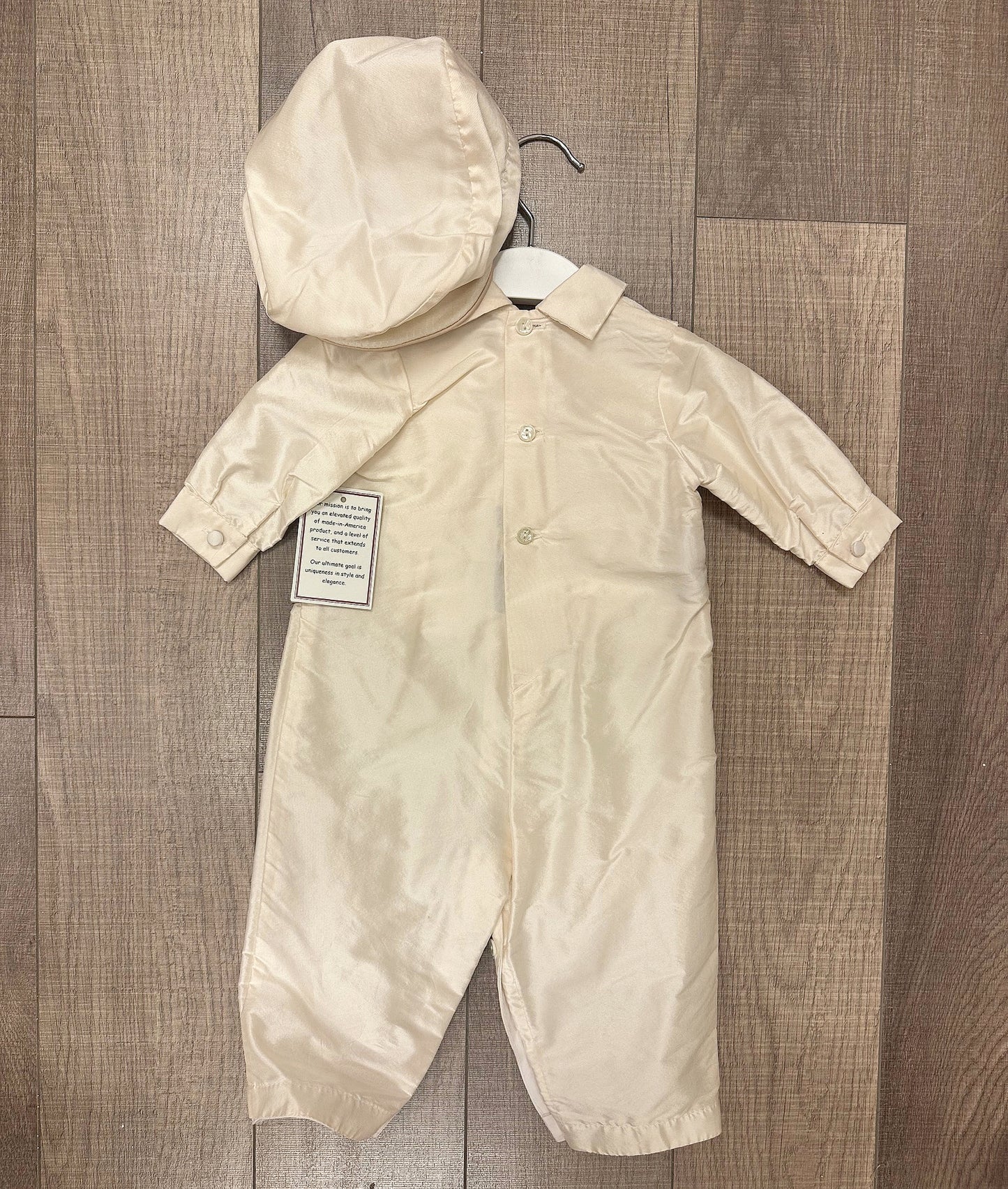 Infant Boys Dupioni Silk Shantung Romper w/Long Sleeves