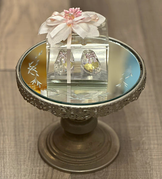 Glass Baby Booties Pink