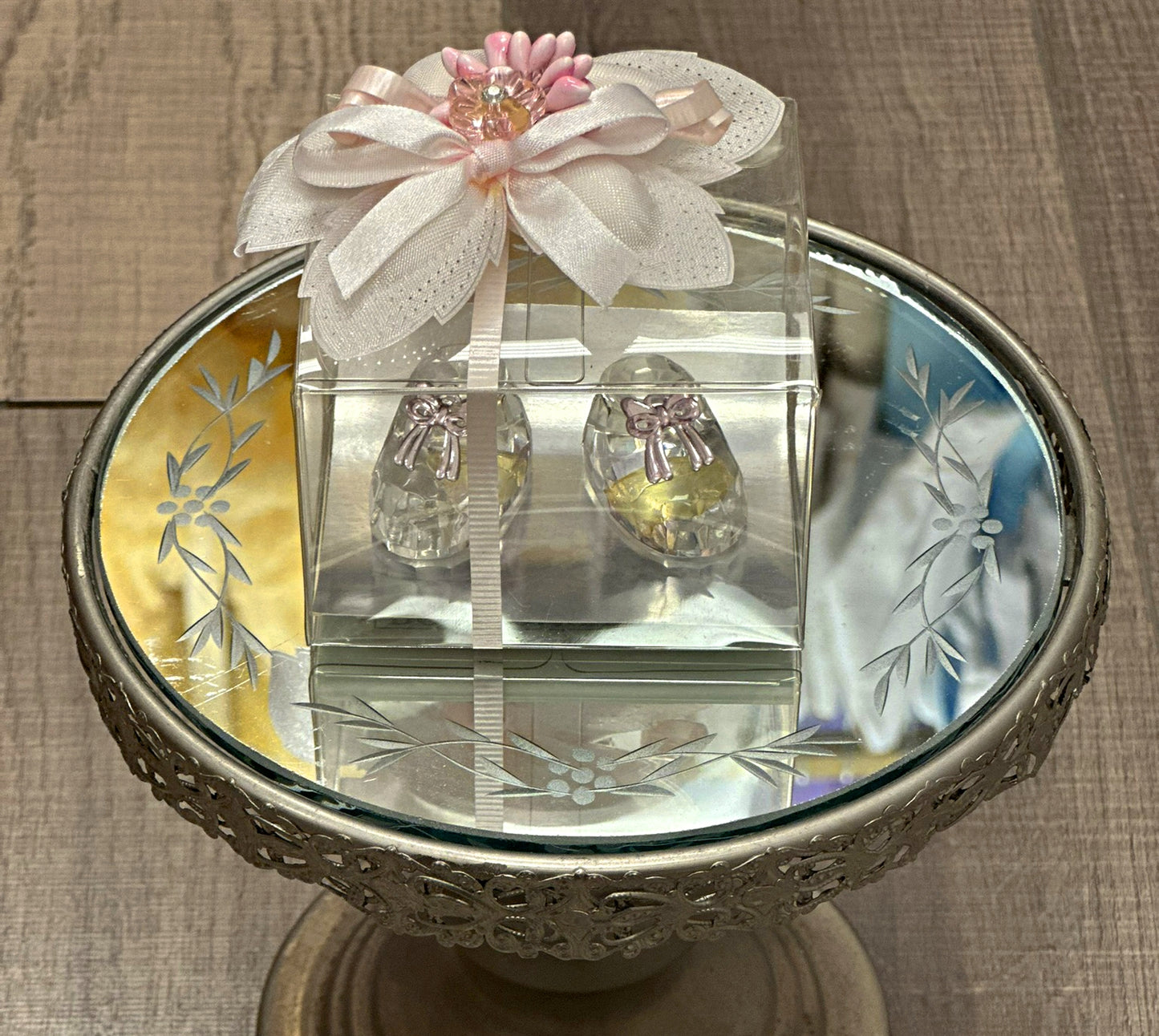 Glass Baby Booties Pink