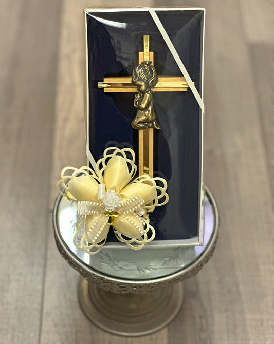 Baby Girl Cross Oak/Brass
