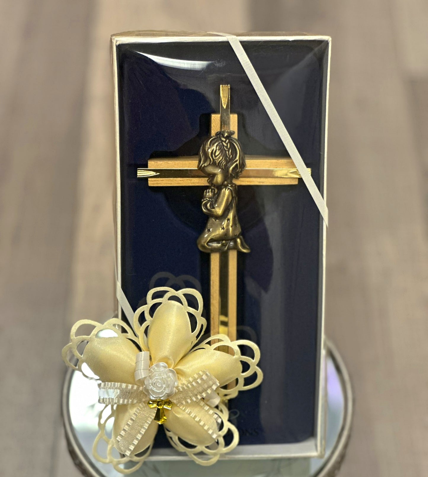 Baby Girl Cross Oak/Brass