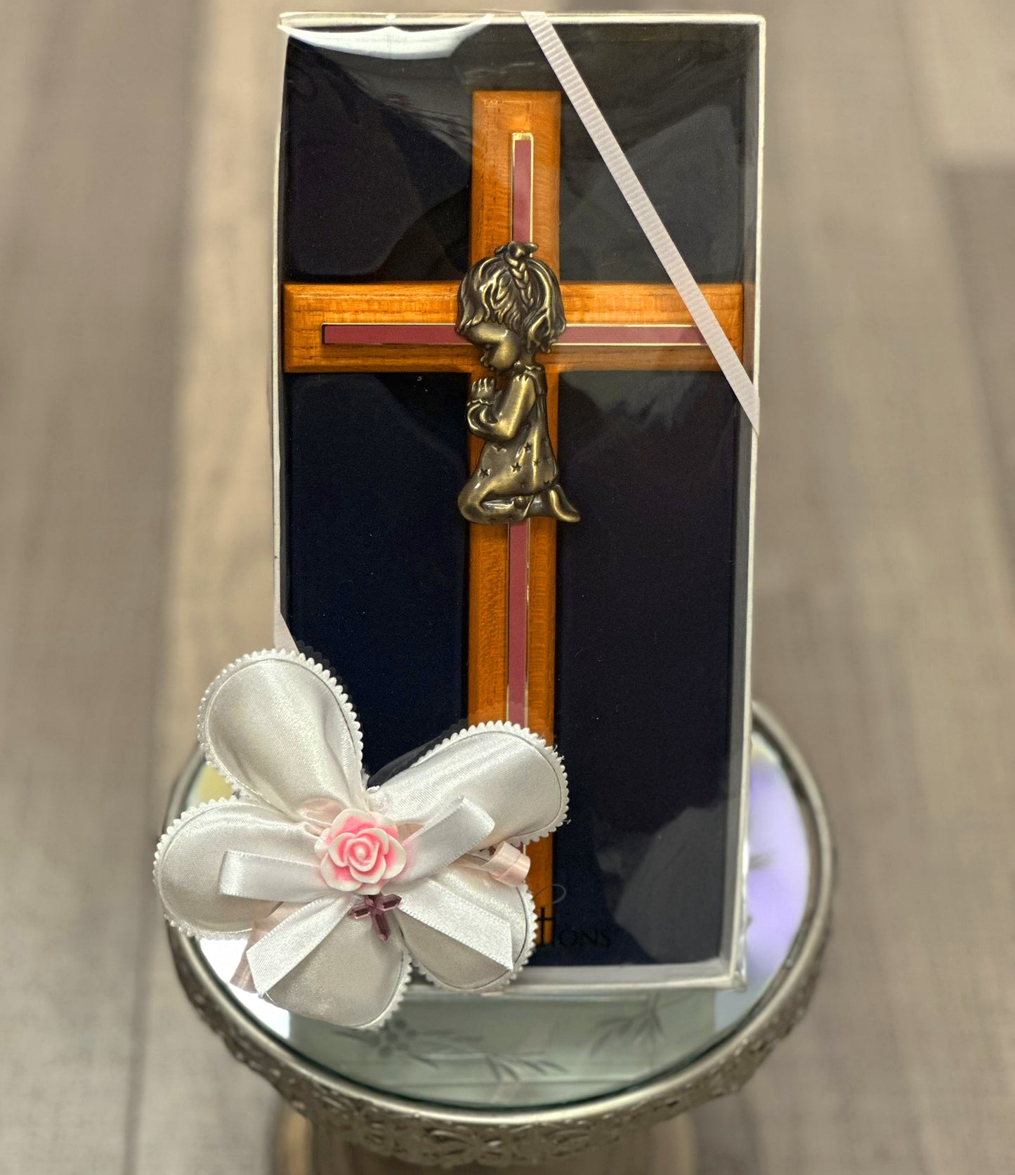Baby Girl Cross Oak/Brass Pink