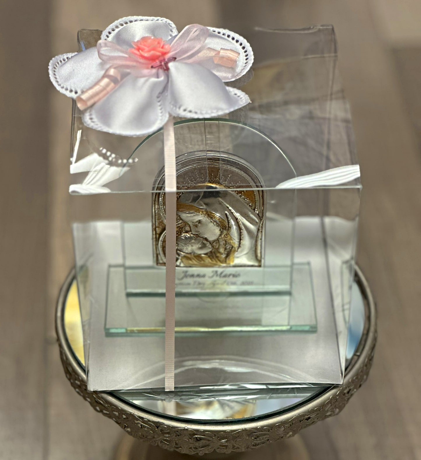 Madonna & Child Glass Plaque