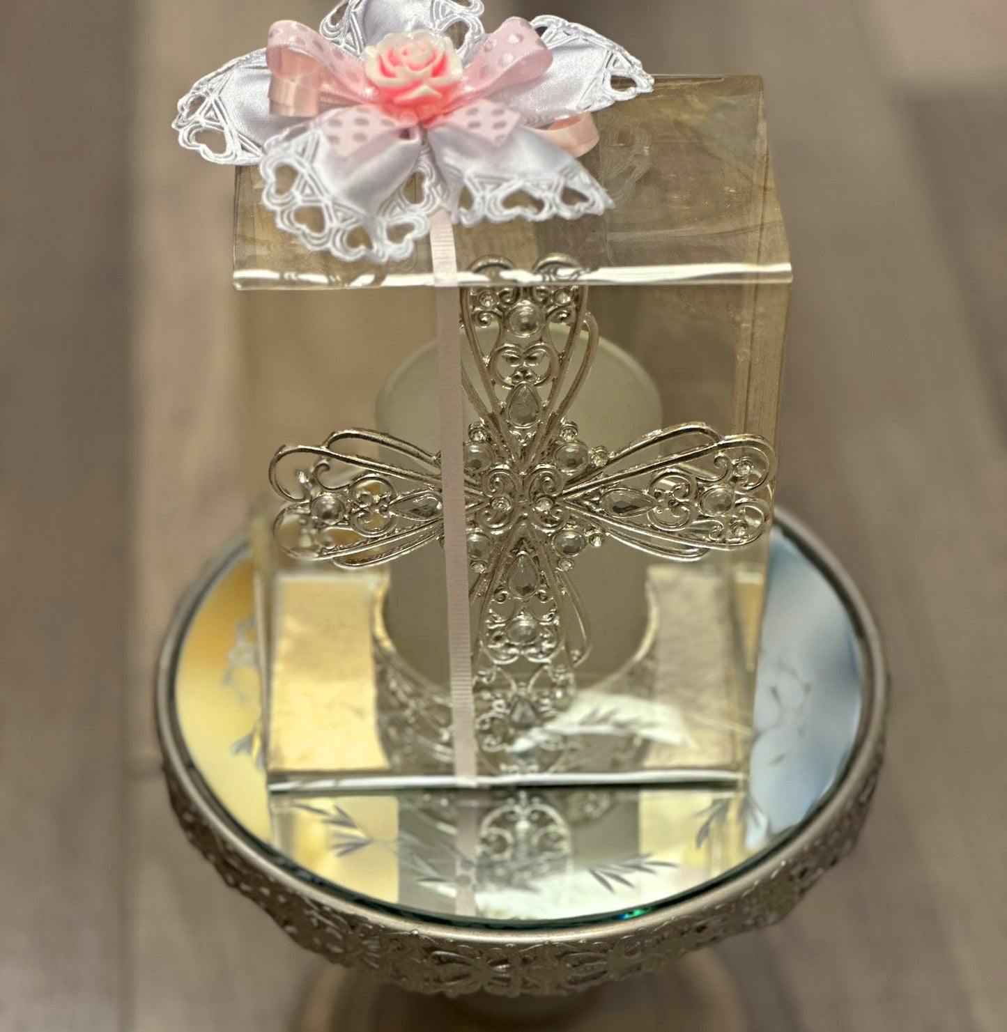 Silver Cross Votive Holder