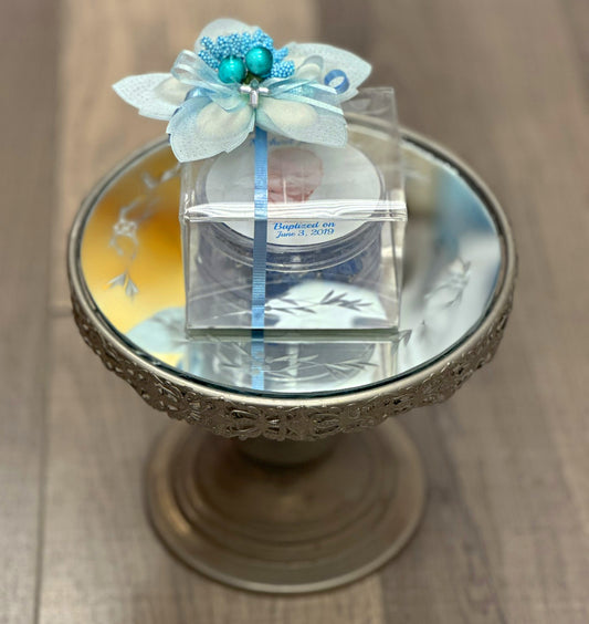 6mm Blue Rosebud Rosary w/Case