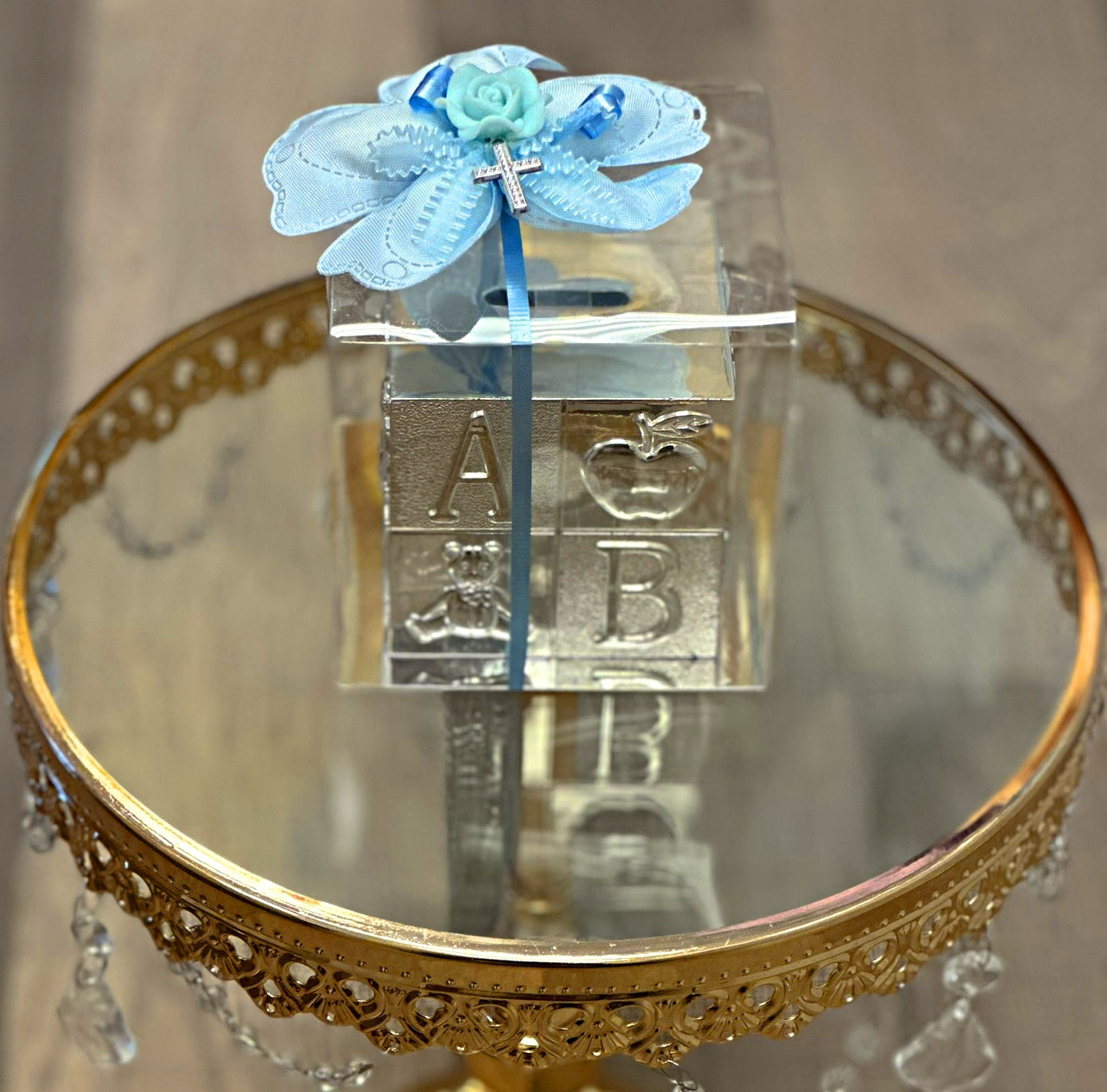 Silver Baby Block Bank