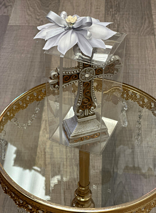 Ivory/Gold Standing Vintage Cross