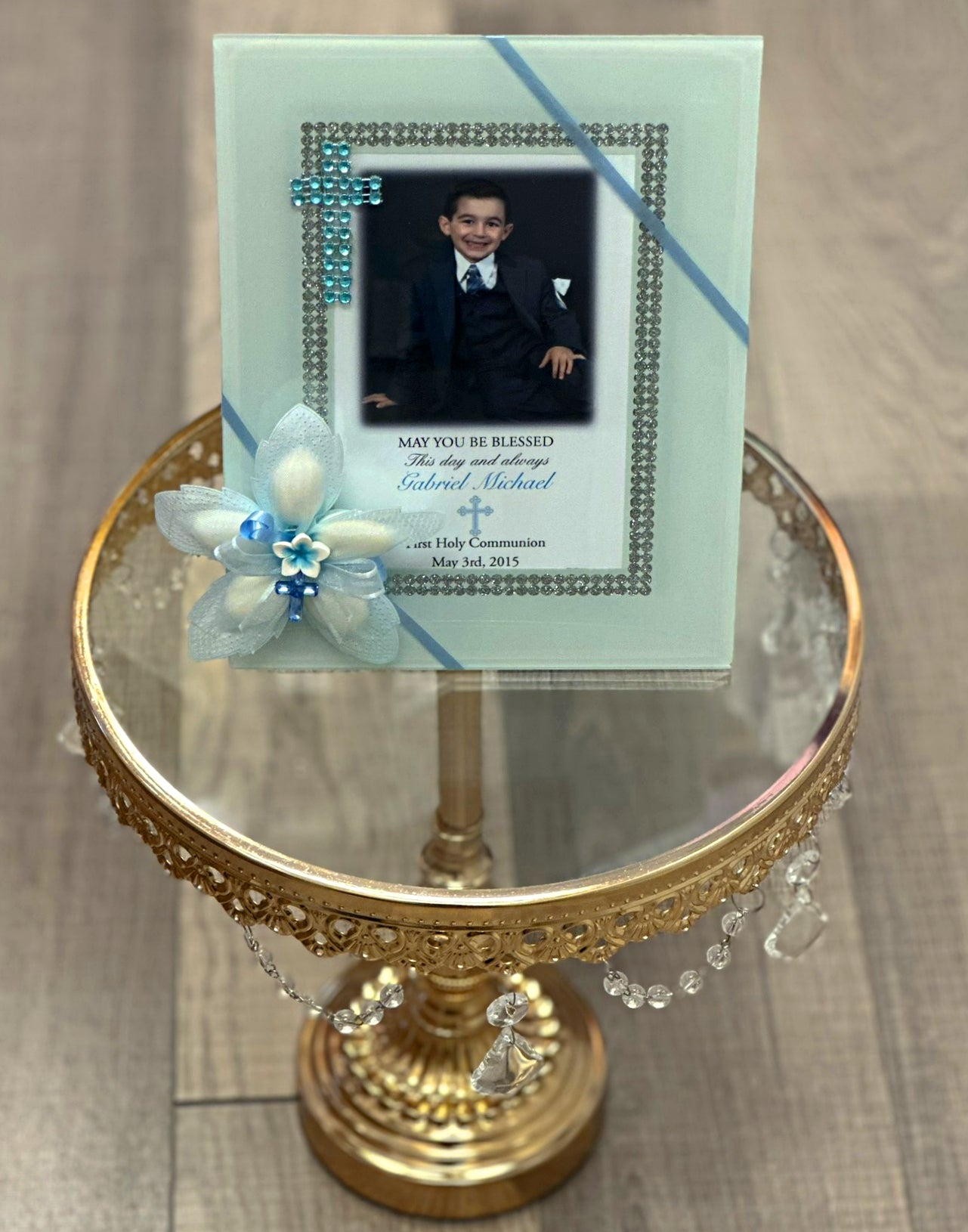 Glass Frame with Glitter, Cross