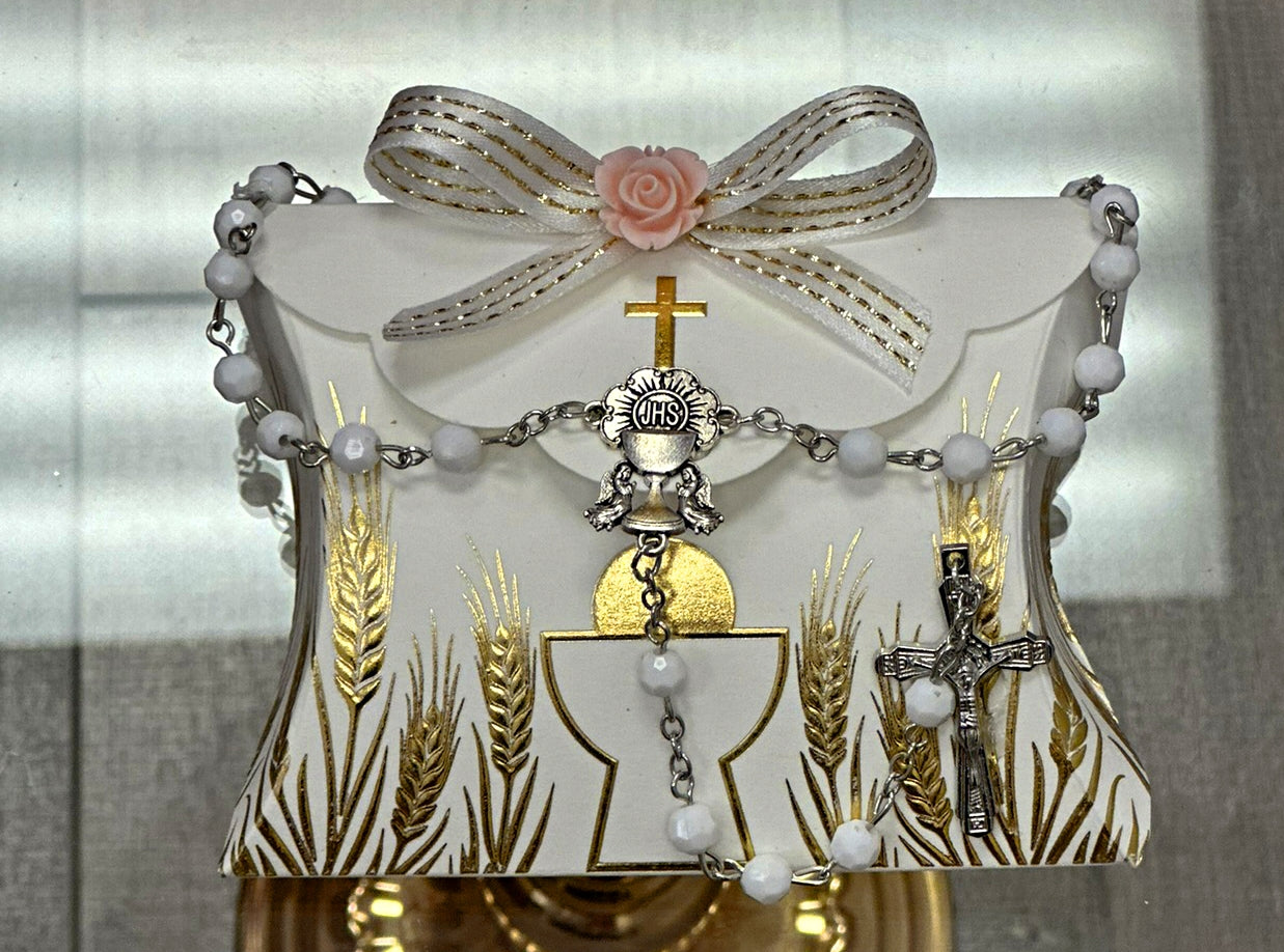 White First Holy Communion Rosary