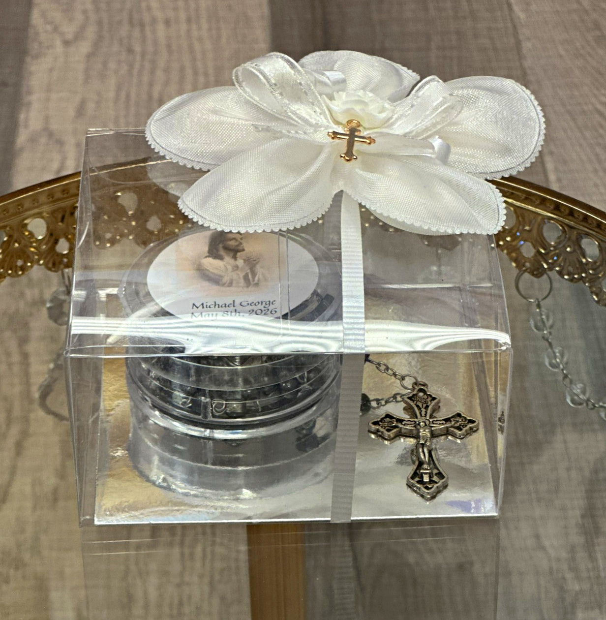 Black Wood Oval Bead Rosary