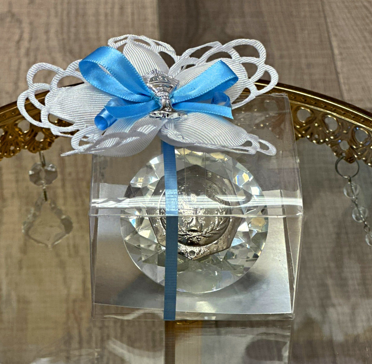 Crystal Paper weight with Communion Chalice