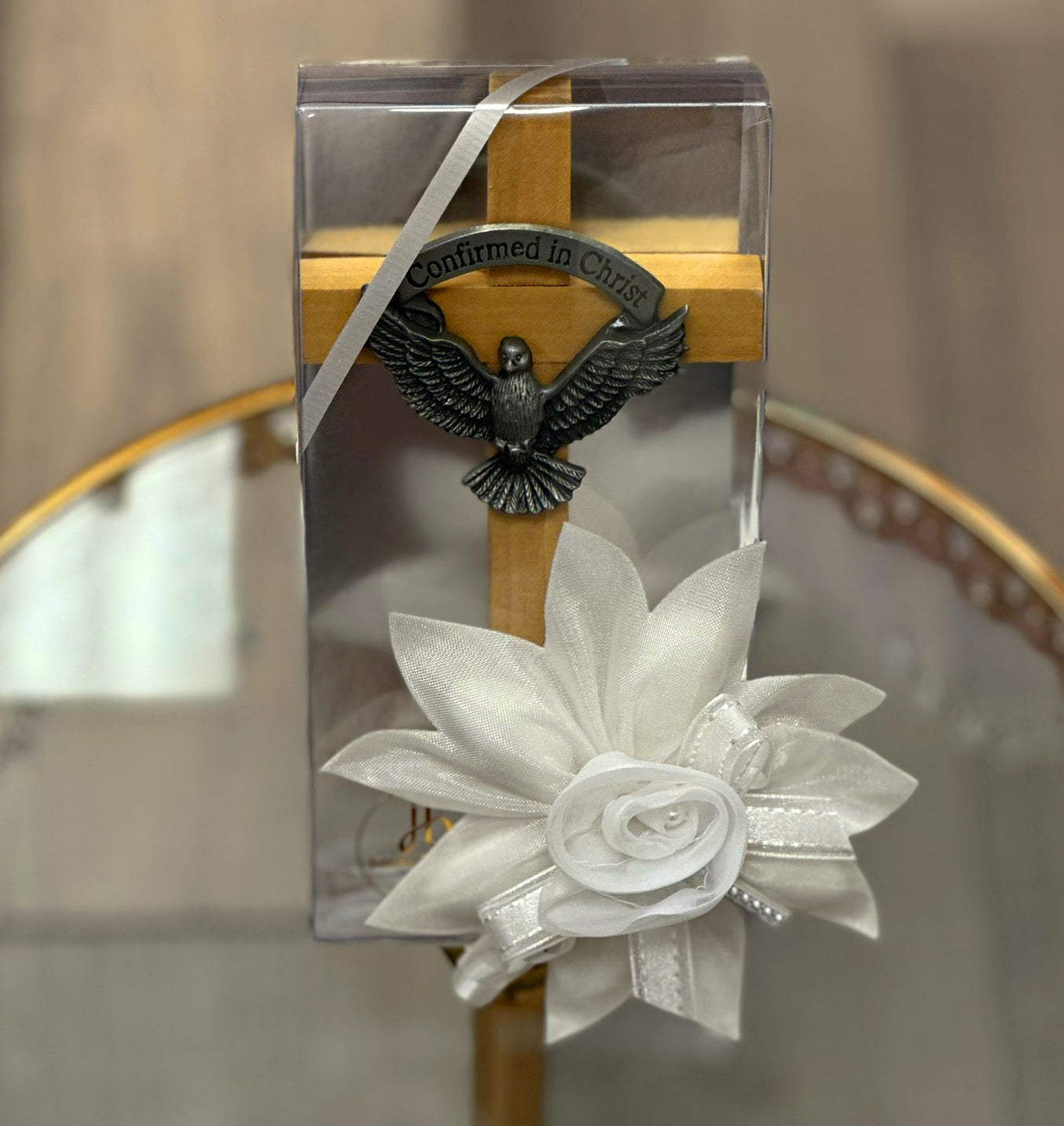 Wood Cross with Confirmation Dove