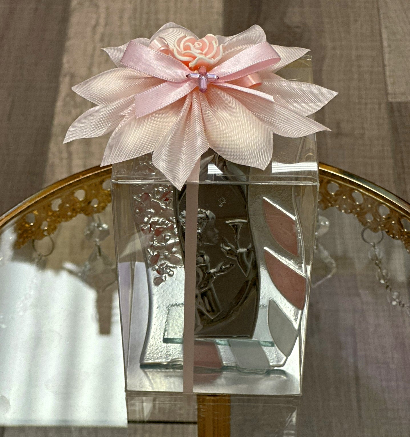 Glass First Communion Girl Standing Plaque