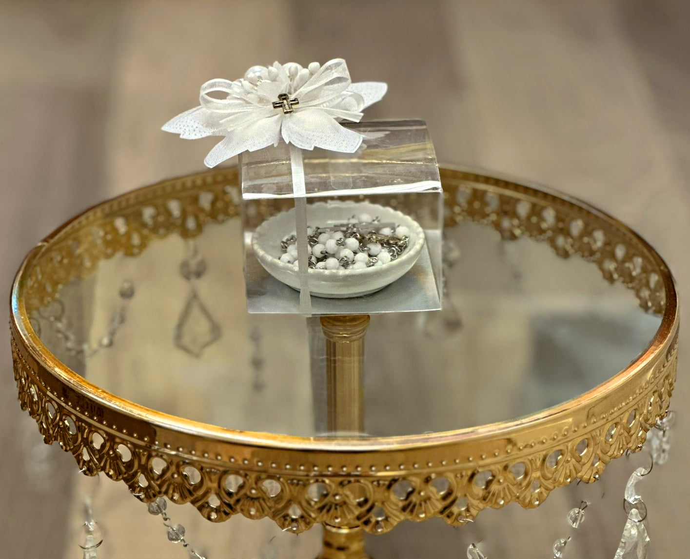 Cross Dish with Rosary