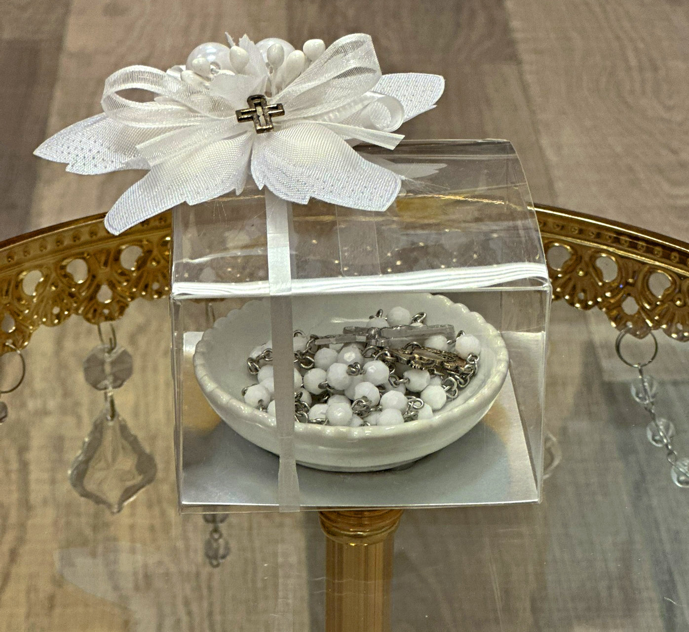 Cross Dish with Rosary